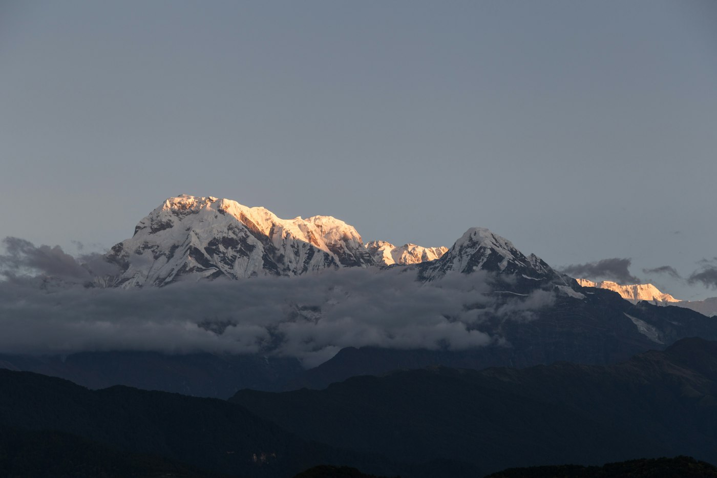 The Annapurna range at dawn, seen from Pokhara