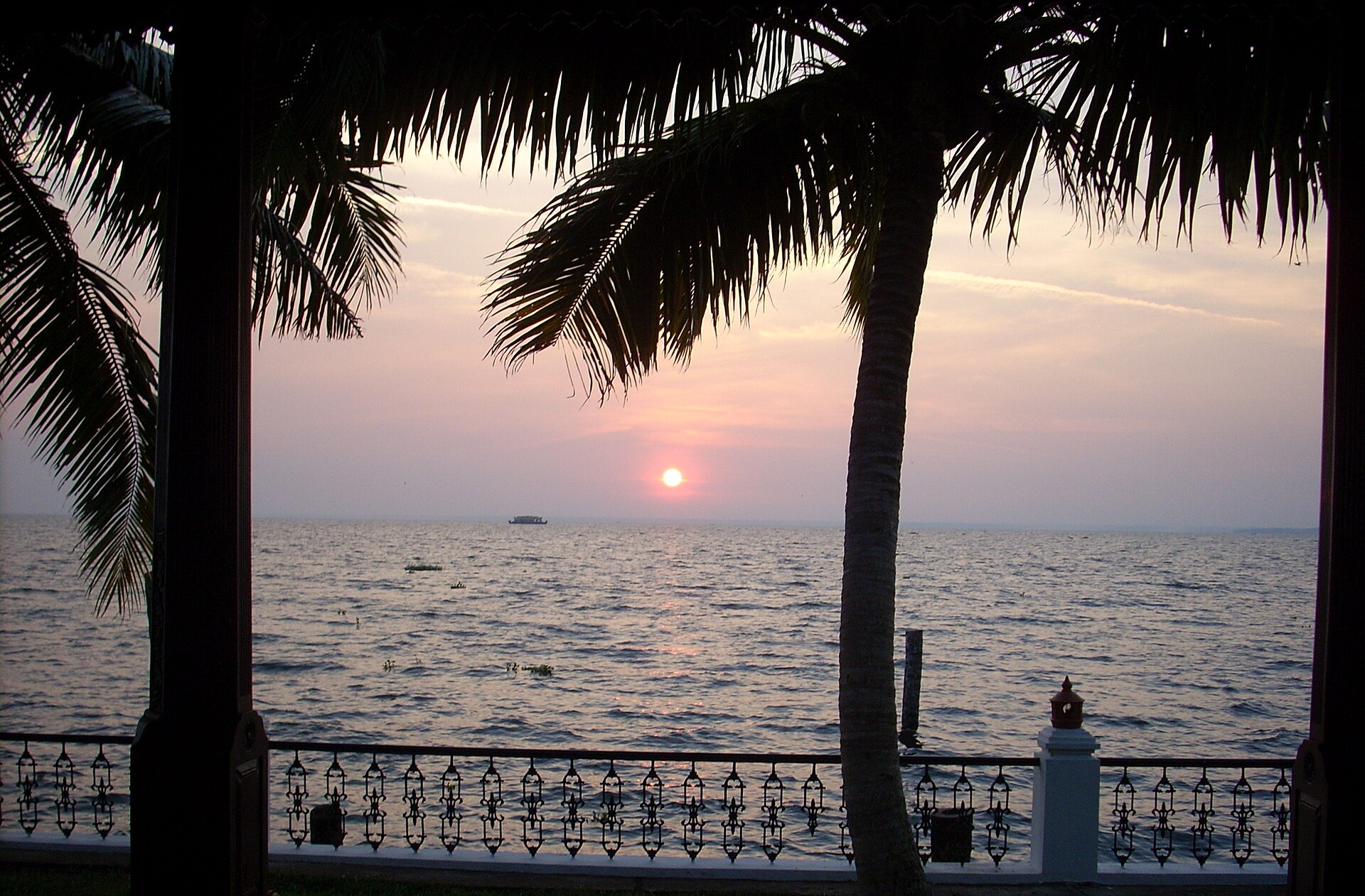 Sunset over Vembanad Lake near Kumarakom